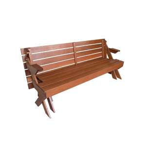 Foto do banco que vira mesa de diversos ângulos