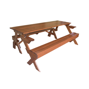 Foto do banco que vira mesa de diversos ângulos